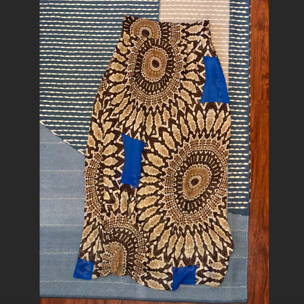 Patterned Color-Block Chiffon Maxi Skirt - image 3